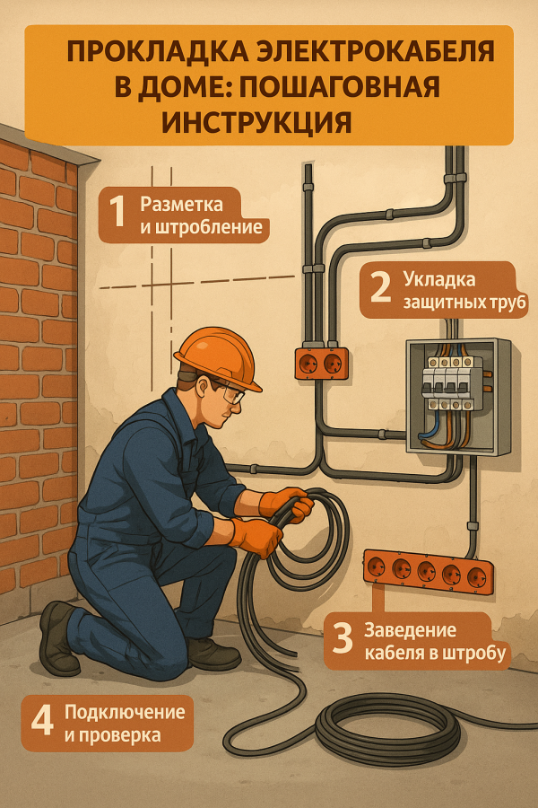Прокладка электрокабеля в доме